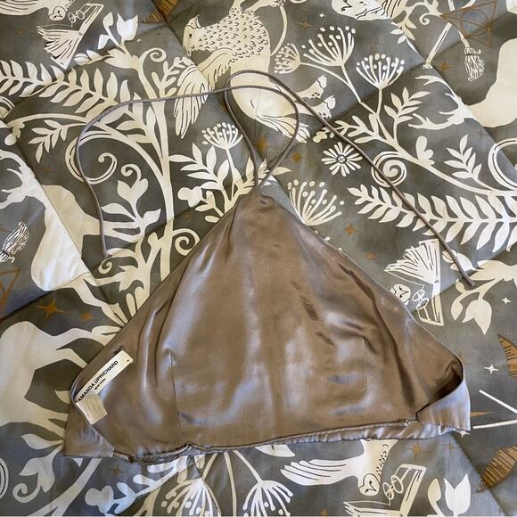 Amanda Uprichard M gray metallic crop top festival halter tank top backless - Picture 3 of 11